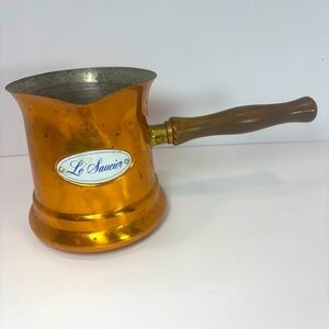Teleflora Vintage Copper Le Saucier With Wood Handle Made In Korea 5”